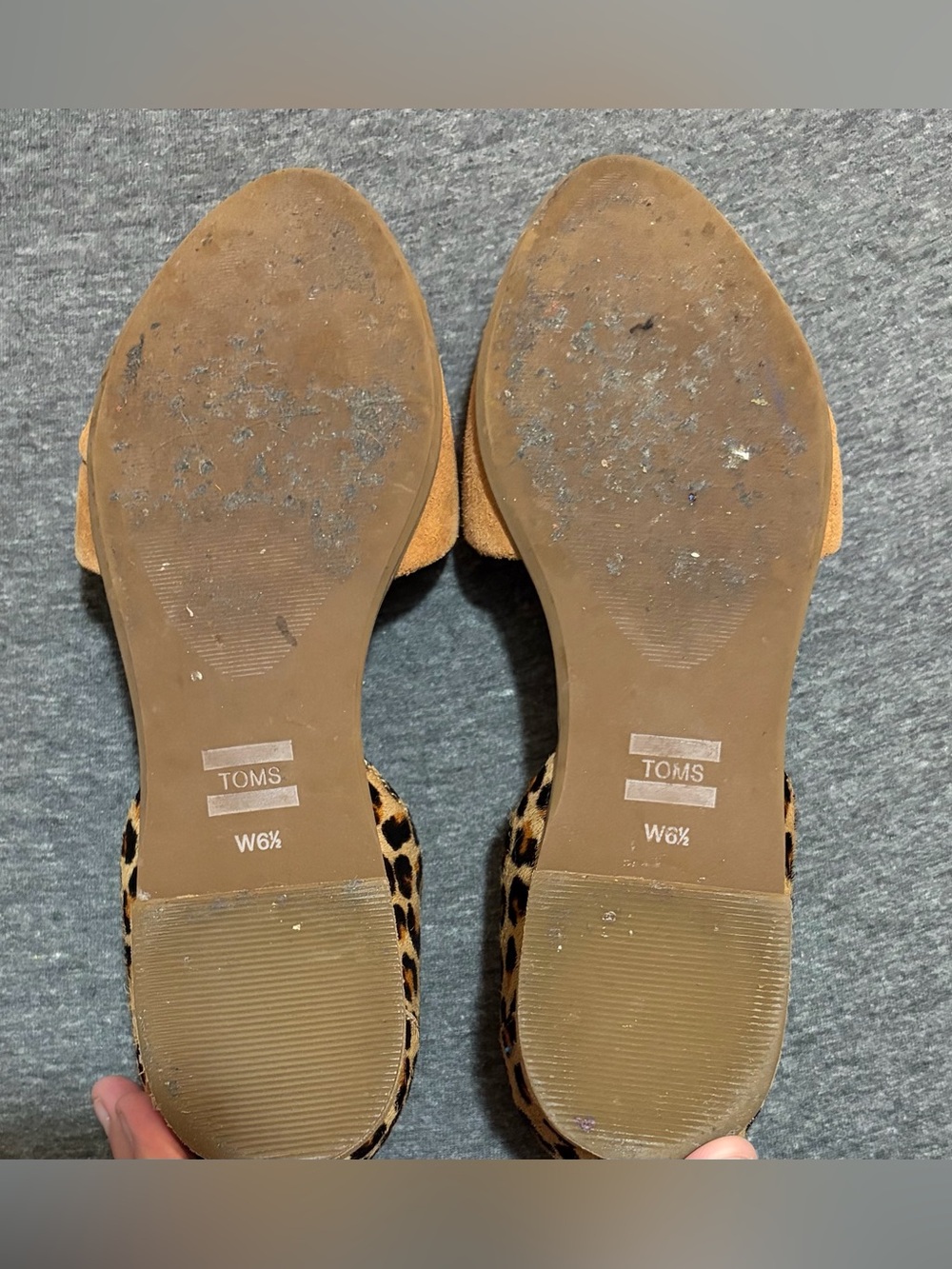 TOMS Jutti D'orsay Flats in Carmel Brown Suede with Leopard Pattern Cow Hair - Picture 8 of 11